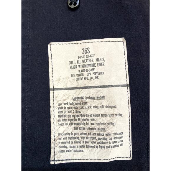 VTG Military Trench Rain Coat DSCP removable liner Navy 36S 8405-01-059-4232 - Picture 11 of 12